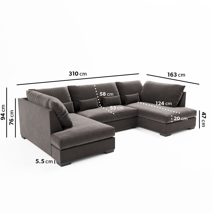 Mink Velvet U Shaped Sofa - Seats 4 - Madison