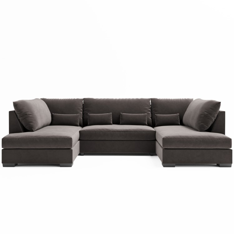 Mink Velvet U Shaped Sofa - Seats 4 - Madison