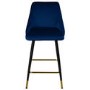Navy Blue Velvet Kitchen Stool with Back - 66cm - Maddy