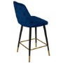 Navy Blue Velvet Kitchen Stool with Back - 66cm - Maddy