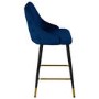 Navy Blue Velvet Kitchen Stool with Back - 66cm - Maddy