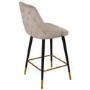 Beige Velvet Kitchen Stool with Back - 66cm - Maddy
