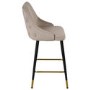 Beige Velvet Kitchen Stool with Back - 66cm - Maddy