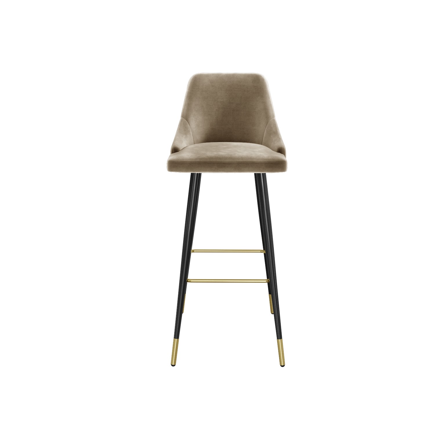 Beige Velvet Bar Stool with Back 79cm Maddy BuyItDirect.ie