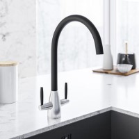 Black & Chrome Dual Lever Monobloc Kitchen Mixer Tap - Enza Medina