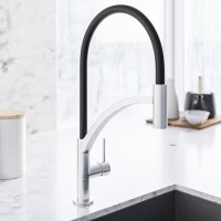 Black Single Lever Pull Out Monobloc Kitchen Tap - Enza Medina 