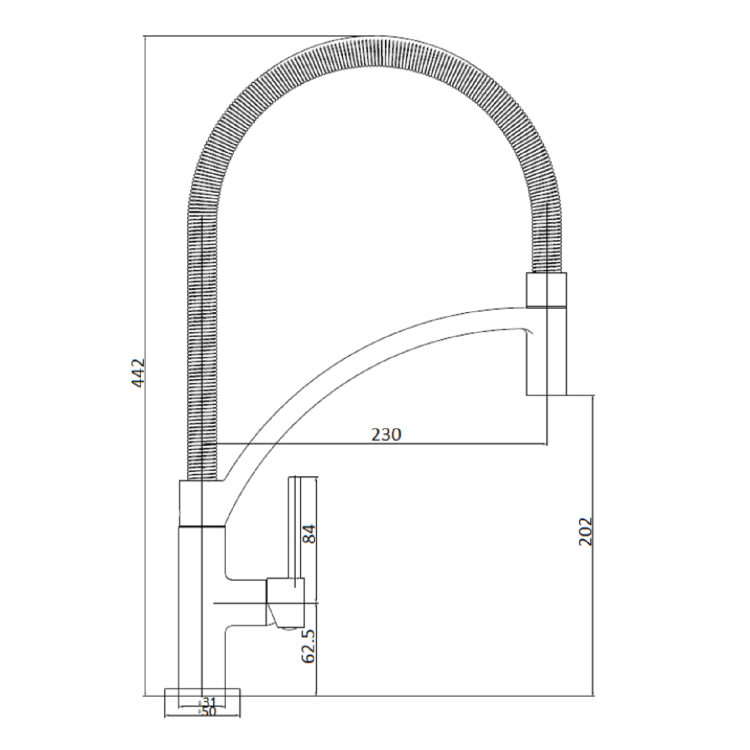 Black Single Lever Pull Out Monobloc Kitchen Tap - Enza Medina 