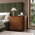 MEE001 Wide Dark Wood Curved 2 Drawer Bedside Table - Fully Assembled - Meena