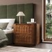 Wide Dark Wood Curved 2 Drawer Bedside Table - Fully Assembled - Meena