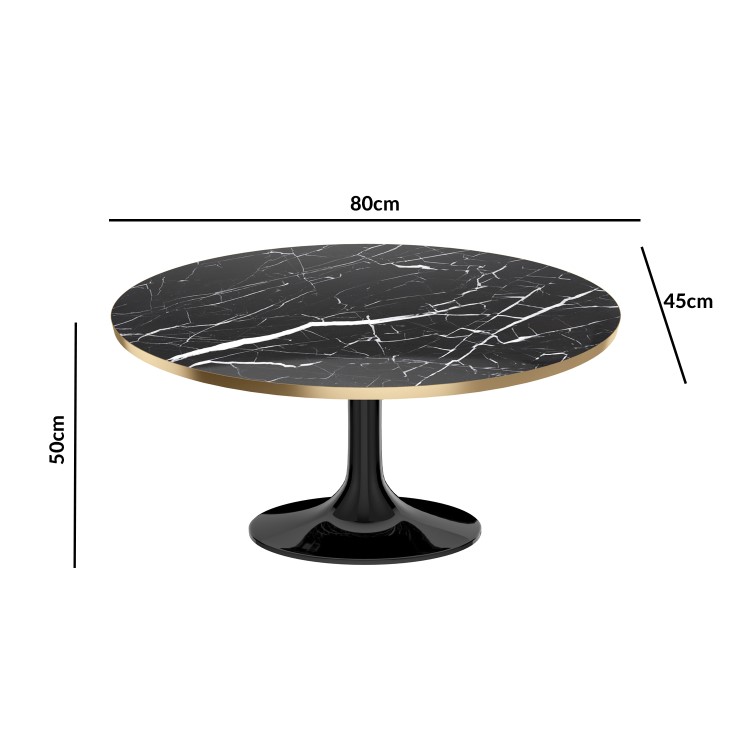 Black Marble Tulip Coffee Table in High Gloss