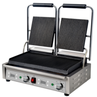 Mercury Double Contact Grill Ribbed Top And Bottom Plates. Digital Timer Panini Grill 13 amp MEP-L-DATRR