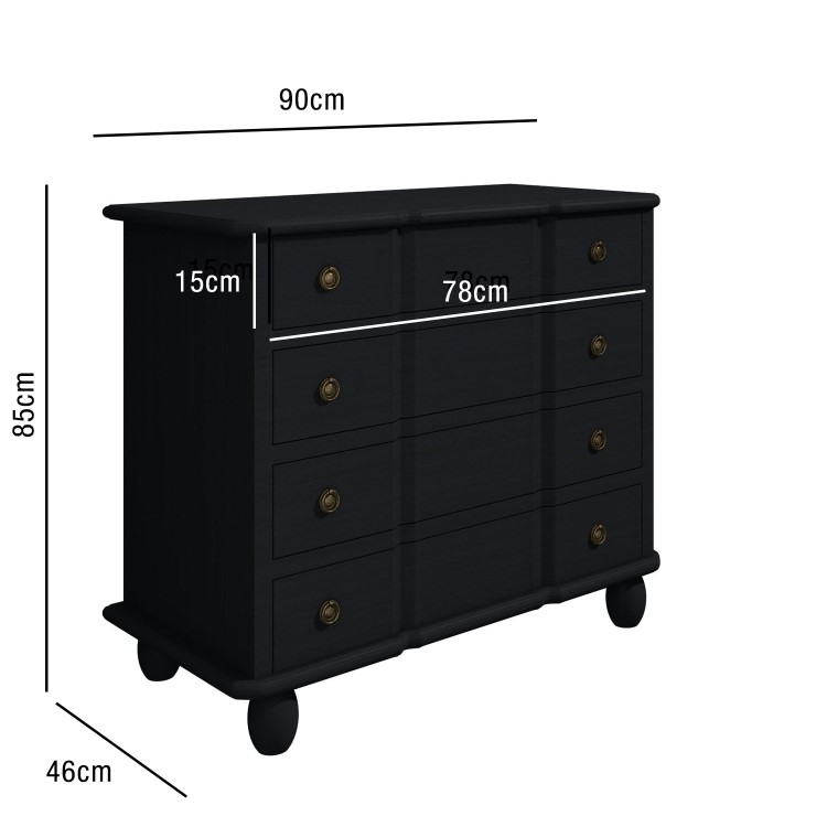French Inspired Handmade Anthracite Grey Chest of Drawers
