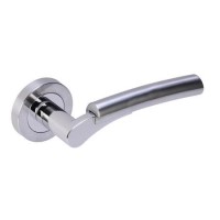 Internal Silver Polished/Satin Chrome Bathroom Lever Door Handle with Lock, Latch and Hinges Pack - 65mm Latch - Meuse - XL Joinery