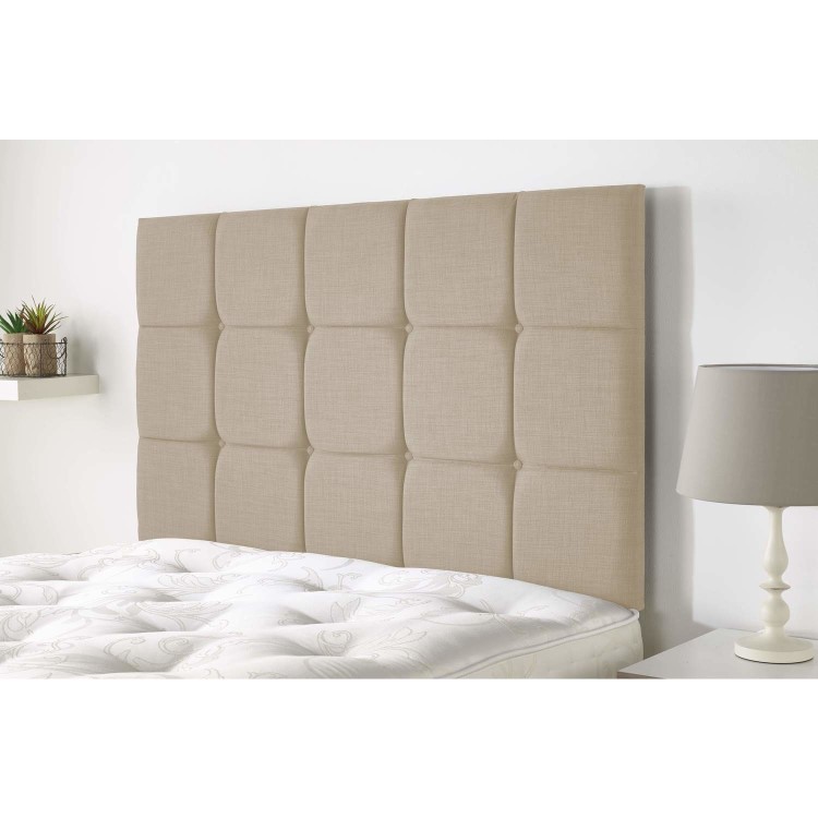 Peak headboard in Northern Weave fabric - Sand - Double 4ft6