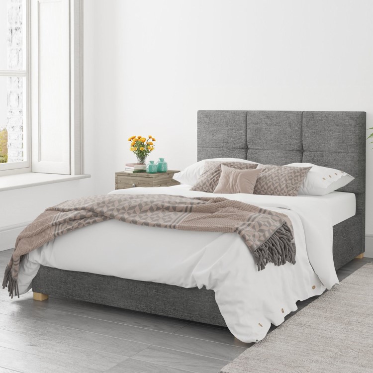 Grey Fabric Double Ottoman Bed - Farringdon - Aspire
