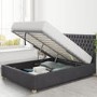 Dark Grey Velvet King Size Ottoman Bed - Angel - Aspire