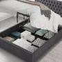 Dark Grey Velvet King Size Ottoman Bed - Angel - Aspire
