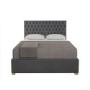 Dark Grey Velvet King Size Ottoman Bed - Angel - Aspire