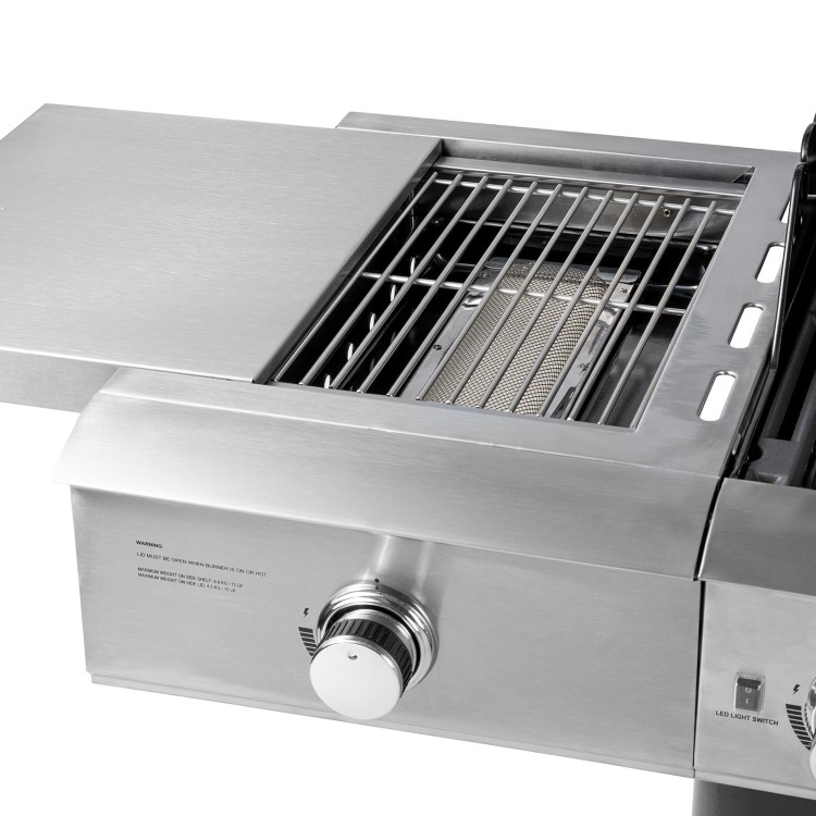Refurbished Monster Grill - 4 Burner Gas BBQ Grill with 2 Side Burners - Stainless Steel