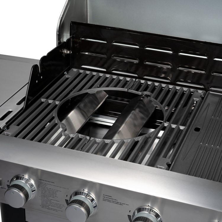 Refurbished Monster Grill - 4 Burner Gas BBQ Grill with 2 Side Burners - Stainless Steel