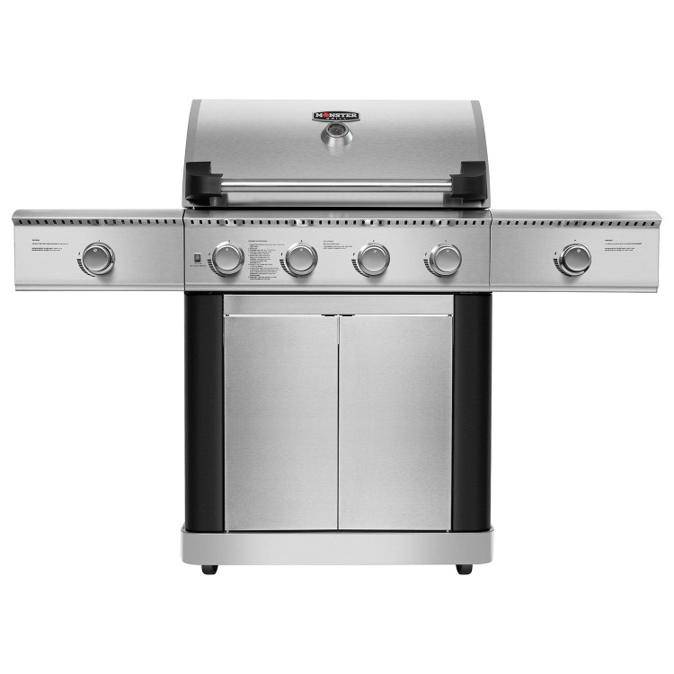 Refurbished Monster Grill - 4 Burner Gas BBQ Grill with 2 Side Burners - Stainless Steel