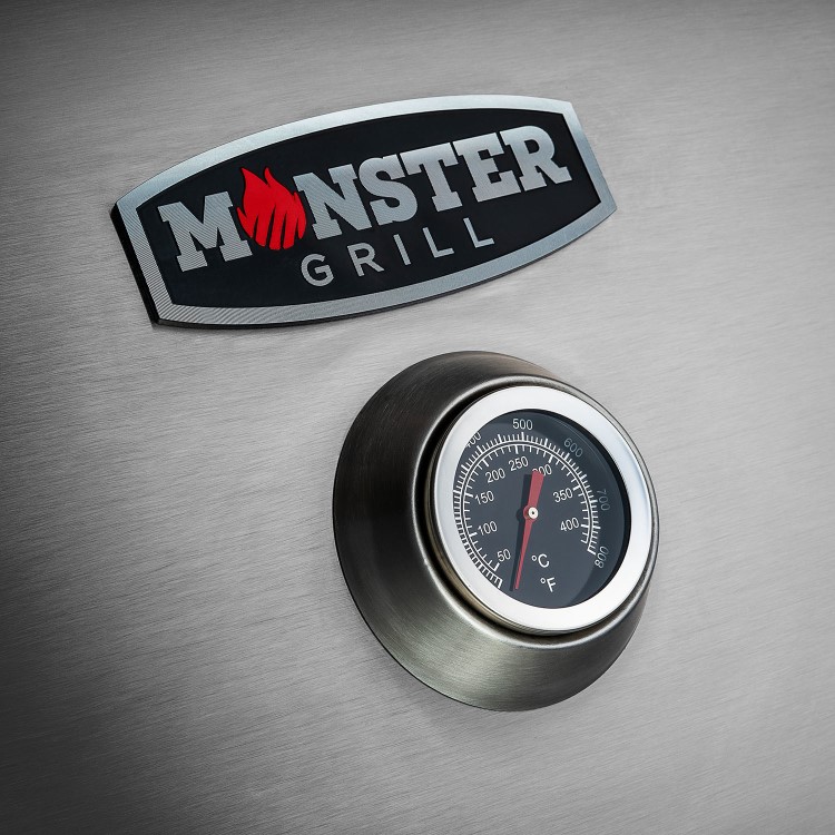 Refurbished Monster Grill - 4 Burner Gas BBQ Grill with 2 Side Burners - Stainless Steel