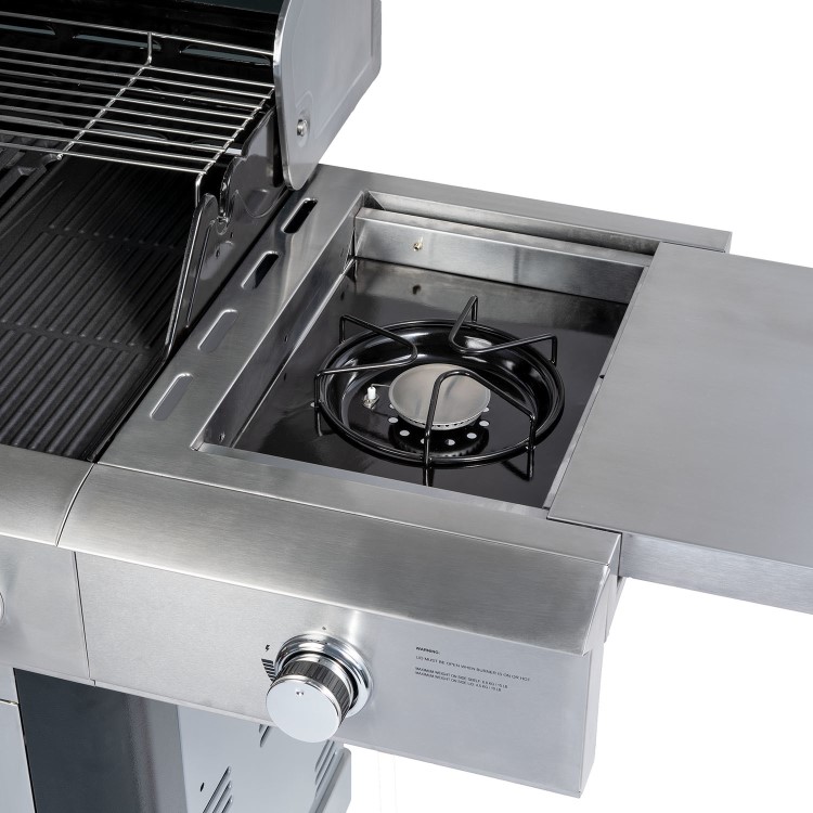 Refurbished Monster Grill - 4 Burner Gas BBQ Grill with 2 Side Burners - Stainless Steel