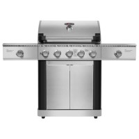 Refurbished Monster Grill 5 Burner Gas BBQ Grill with 2 Side Burner Stainless Steel