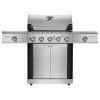Monster Grill - 5 Burner Gas BBQ Grill with 2 Side Burners - Stainless Steel