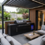 Monster Grill - Ultimate Outdoor Kitchen in Black - 6 Burner Gas BBQ Grill with Fridge and Sink