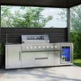Monster Grill - Ultimate Outdoor Kitchen - 6 Burner Gas BBQ Grill with Fridge and Sink