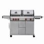 Monster Grill Double Header 4 Burner Gas BBQ Grill with Side Burner - Stainless Steel