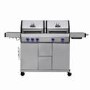 Monster Grill Double Header 4 Burner Gas BBQ Grill with Side Burner - Stainless Steel