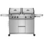 Monster Grill Double Header 4 Burner Gas BBQ Grill with Side Burner - Stainless Steel