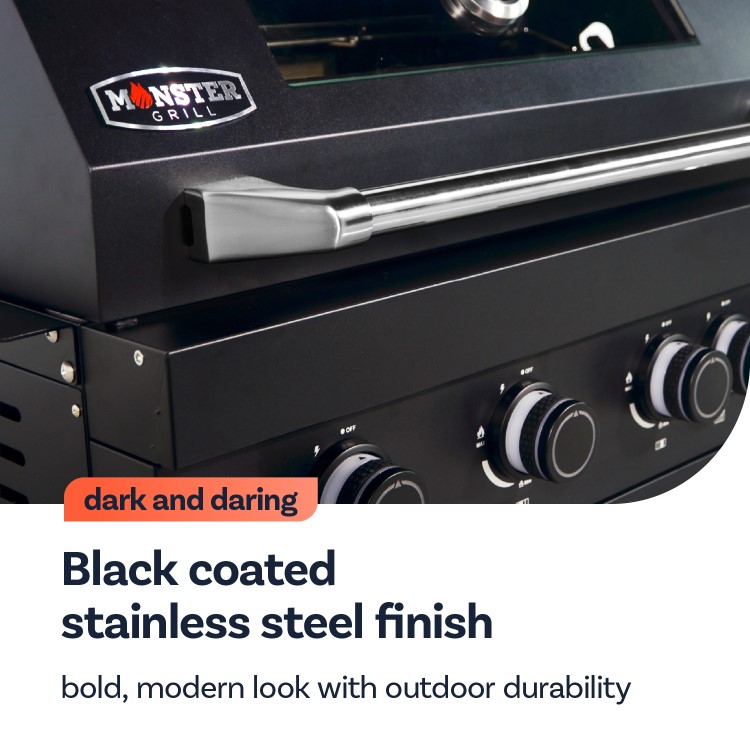 Monster Grill 4 Burner Built-In Gas BBQ - Black