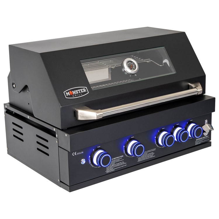 Monster Grill 4 Burner Built-In Gas BBQ - Black