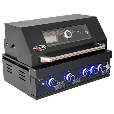 Monster Grill 4 Burner Built-In Gas BBQ - Black