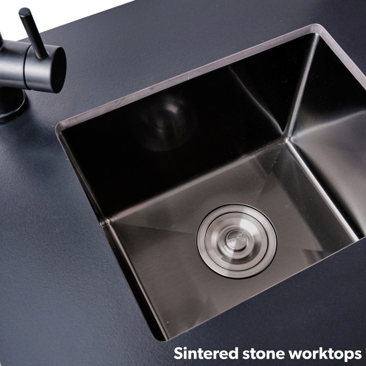 Monster Grill - Eclipse Ultimate Outdoor Kitchen - 6 Burner Gas BBQ Grill with Fridge Sink and Sintered Stone Worktops