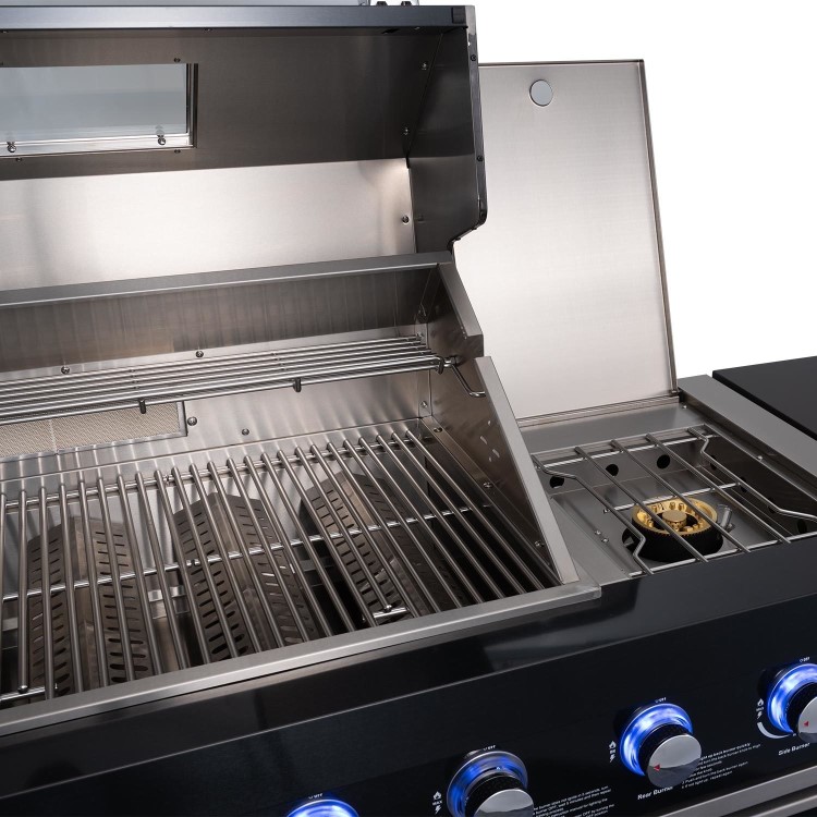 Monster Grill - Eclipse Ultimate Outdoor Kitchen - 6 Burner Gas BBQ Grill with Fridge Sink and Sintered Stone Worktops