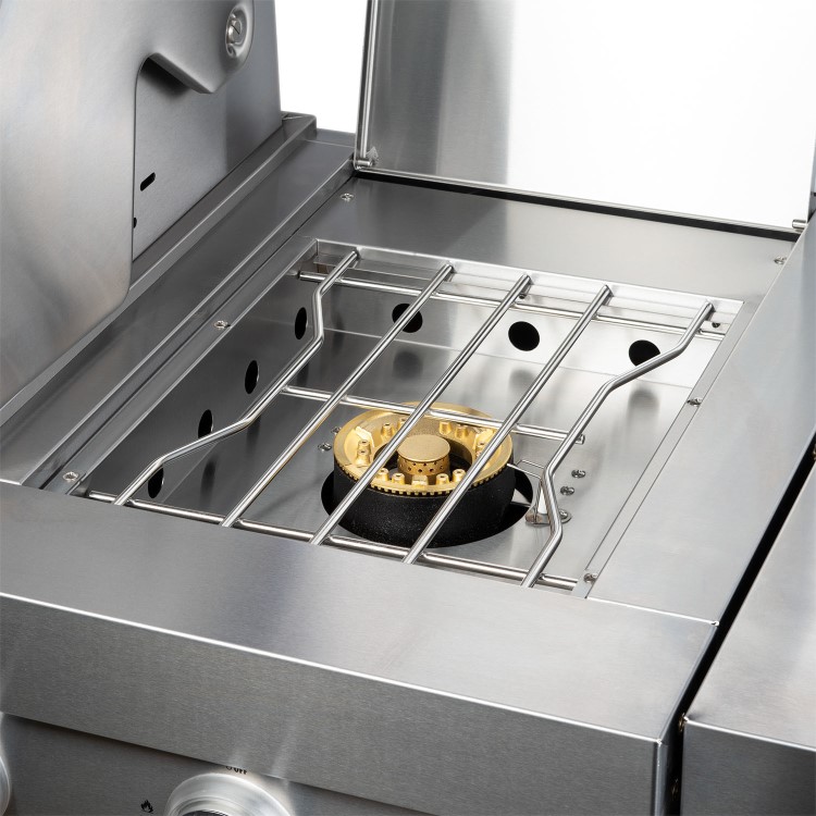 Refurbished Monster Grill - Ultimate Outdoor Kitchen - 6 Burner Gas BBQ Grill with Fridge and Sink