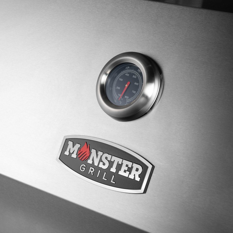 Refurbished Monster Grill - Ultimate Outdoor Kitchen - 6 Burner Gas BBQ Grill with Fridge and Sink