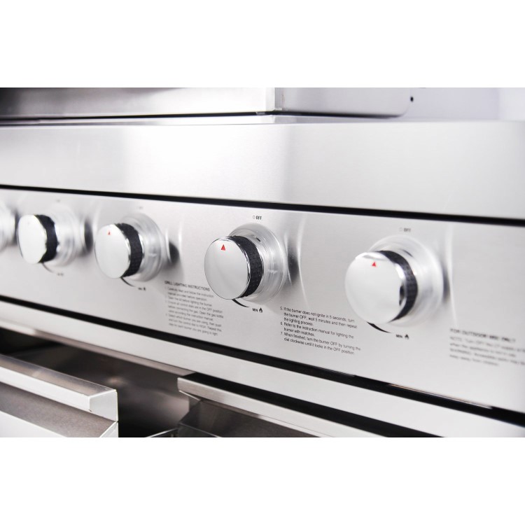 Refurbished Monster Grill - Ultimate Outdoor Kitchen - 6 Burner Gas BBQ Grill with Fridge and Sink