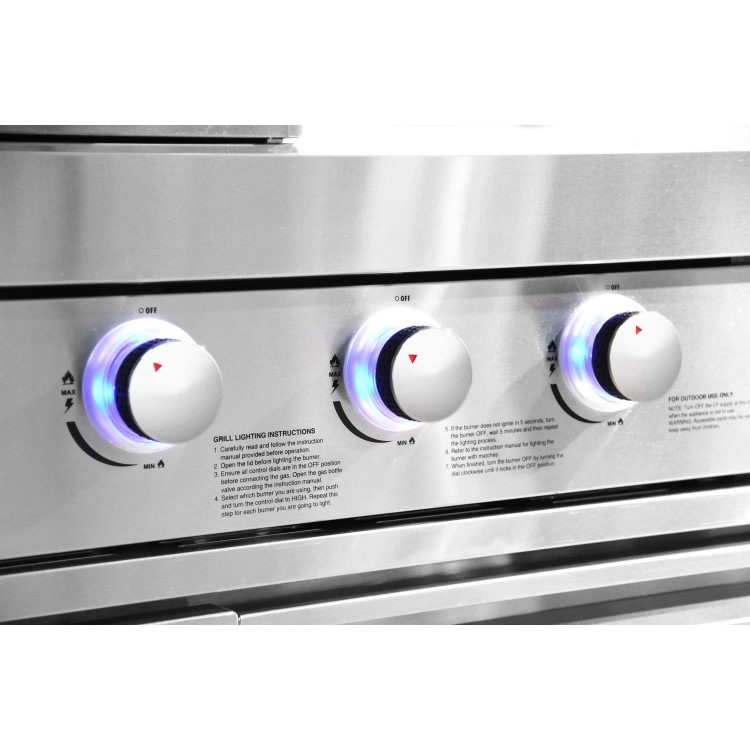 Refurbished Monster Grill - Ultimate Outdoor Kitchen - 6 Burner Gas BBQ Grill with Fridge and Sink