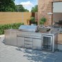 Refurbished Monster Grill - Ultimate Outdoor Kitchen - 6 Burner Gas BBQ Grill with Fridge and Sink