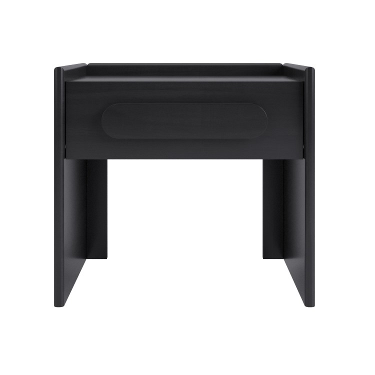 Wide Black 1 Drawer Bedside Table - Margot 