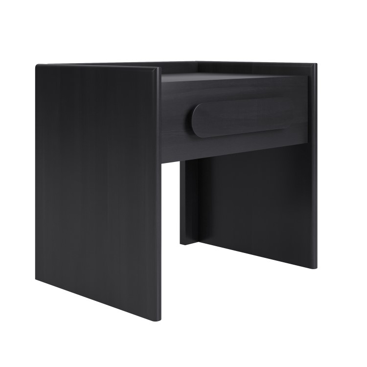 Wide Black 1 Drawer Bedside Table - Margot 