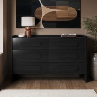 Wide Black Chest of 6 Drawers - Margot 