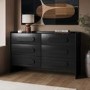 Wide Black Chest of 6 Drawers - Margot 