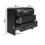 Wide Black Chest of 3 Drawers - Margot 