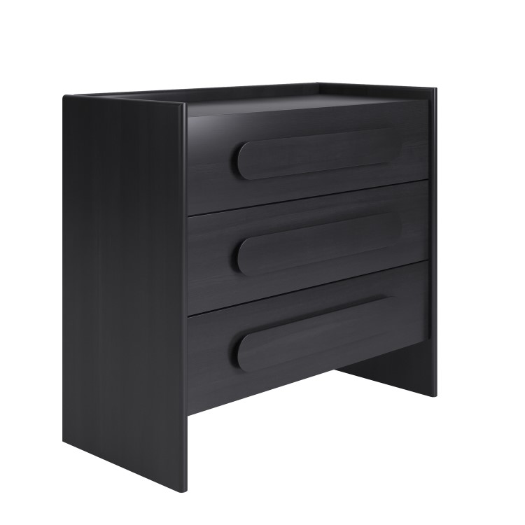 Wide Black Chest of 3 Drawers - Margot 